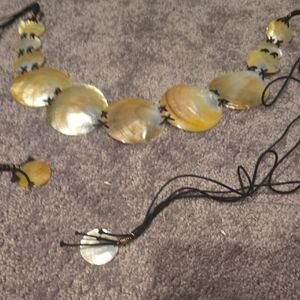 Gold and Silver Shell Belt with Black Cord